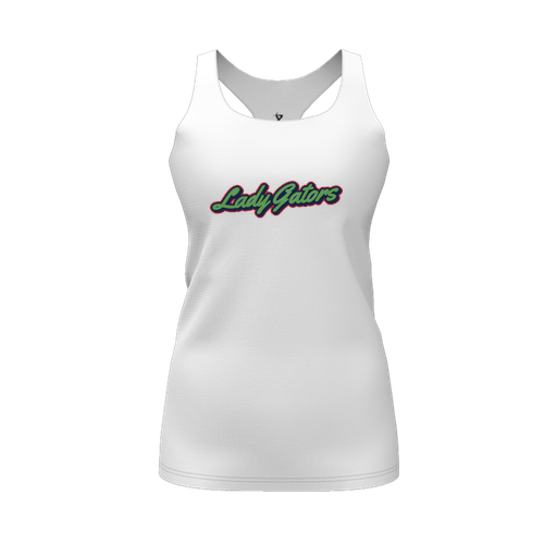 [FT0TRBWH-FYS-LOGO1] Decker Racerback Tank Top (Female Youth S, White, Logo 1)