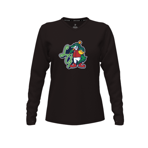 [FTLVPTBK-FYXS-LOGO2] Decker Performance T-Shirt (Female Youth XS, Black, V Neck, Logo 2, Long Sleeve)