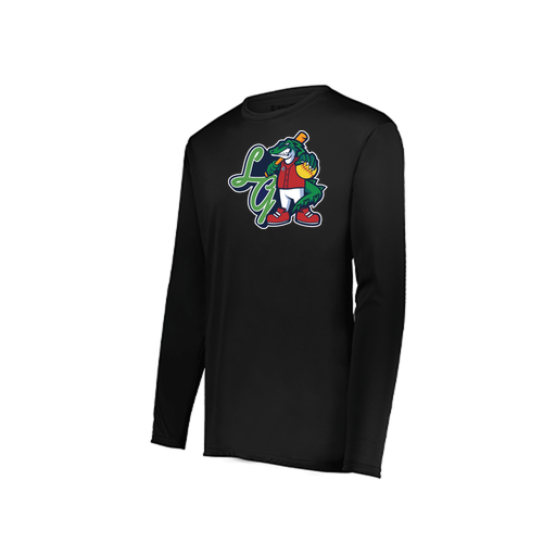 [222823.080.S-LOGO2] Youth LS Smooth Sport Shirt (Youth S, Black, Logo 2)