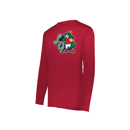 [222823.083.S-LOGO2] Youth LS Smooth Sport Shirt (Youth S, Red, Logo 2)